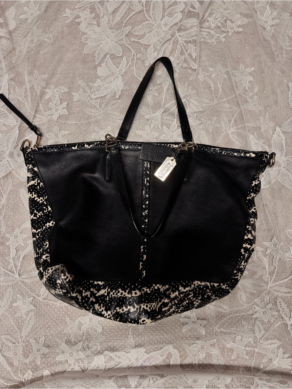 Coach Black Leather Shoulder Bag with Gold Hardware